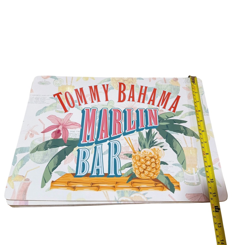 Tommy Bahama Marlin Bar Cork Back Placemats Set of 4 Tropical Pineapple 16x11.5 - Picture 5 of 5